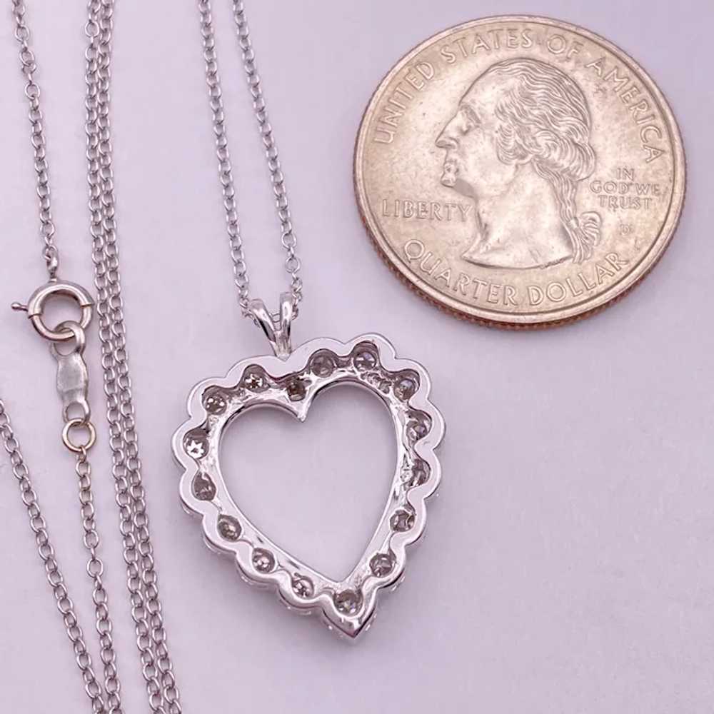 Romantic Diamond Heart Pendant Necklace 14K White… - image 3