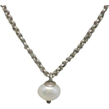 Vintage Sterling Silver South Sea Pearl Necklace