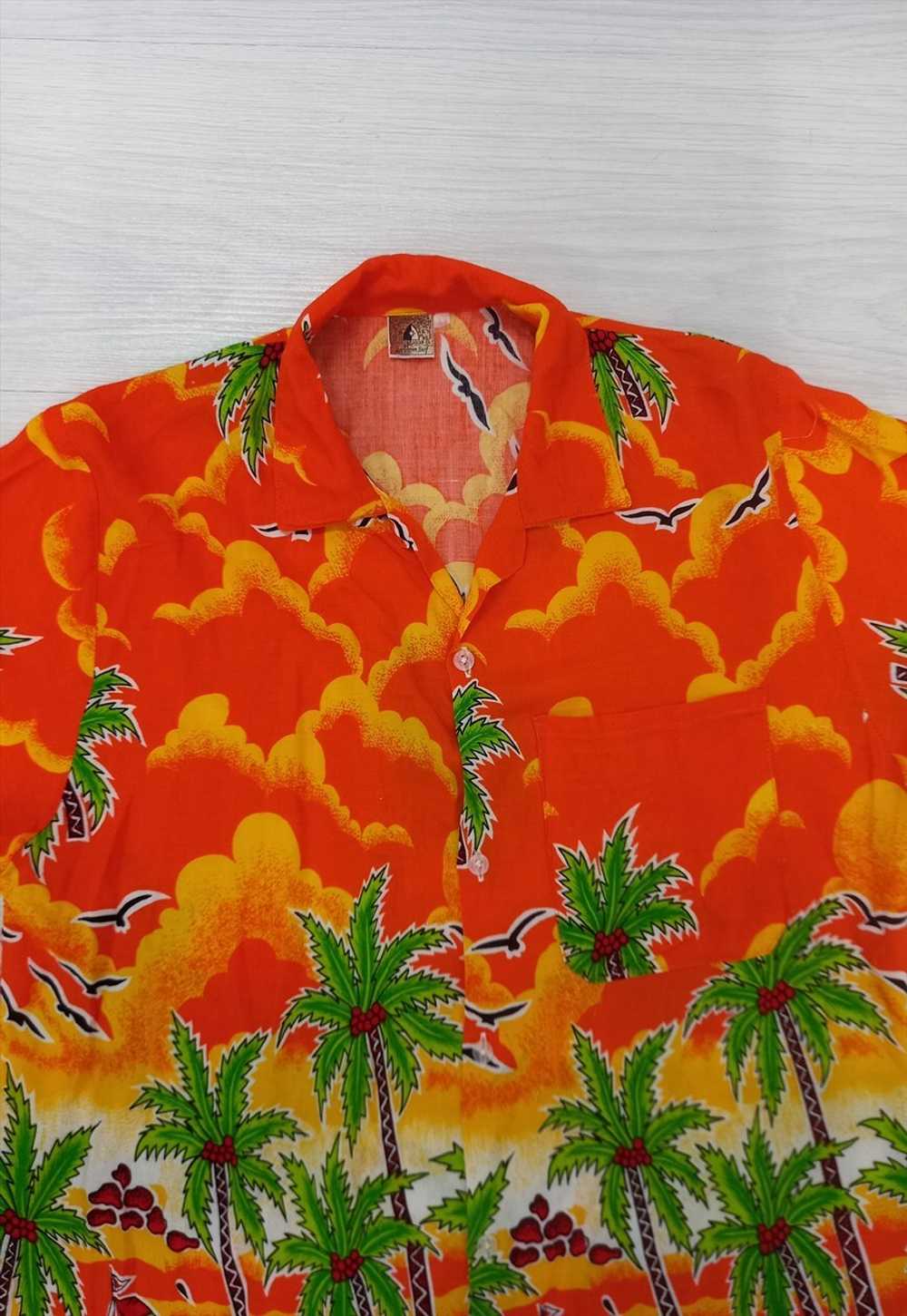 80's Caribbean Surf Hawaiian Shirt Orange Multi - image 2