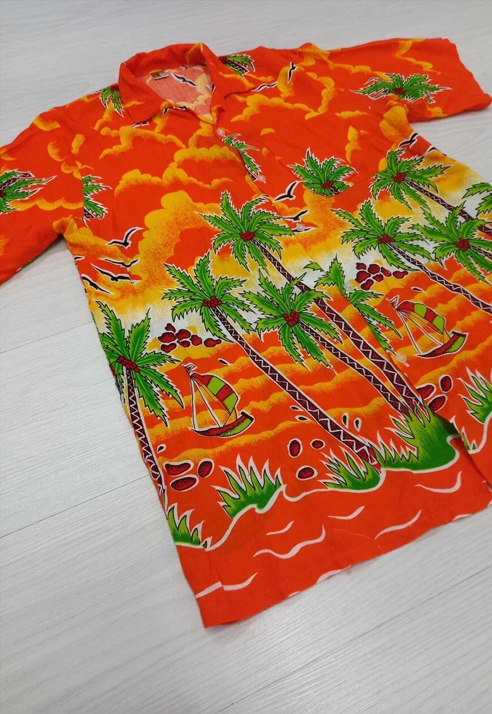 80's Caribbean Surf Hawaiian Shirt Orange Multi - image 3