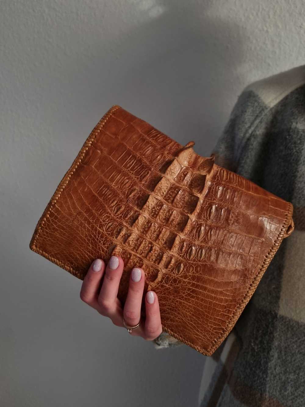 Handmade Vintage Genuine Alligator Shoulder Purse… - image 3