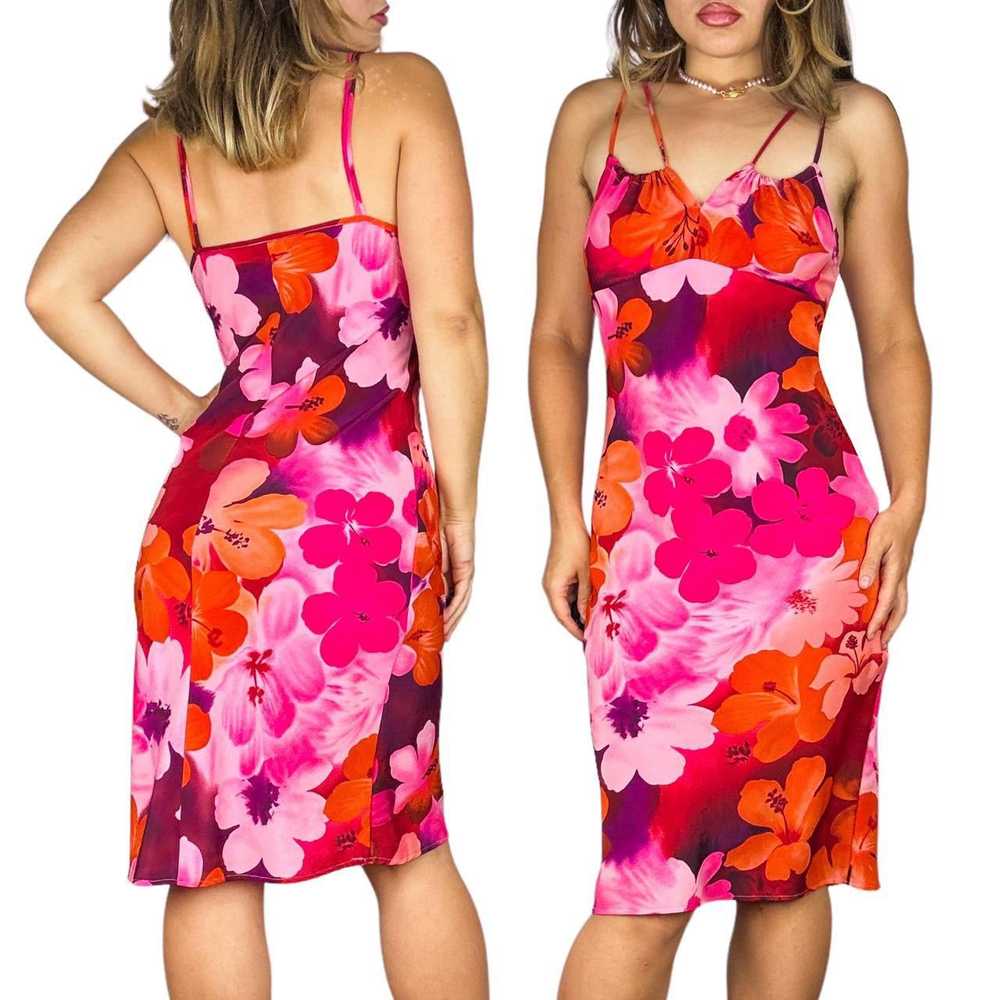 90s Strappy Floral Midi Dress (S) - image 1