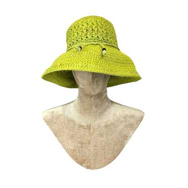 Oversized Green Straw Hat - image 1