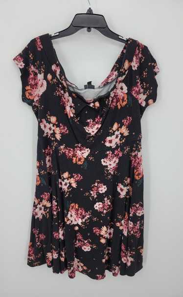 Torrid Dress Womens Plus 2X Black Pink Floral Skat