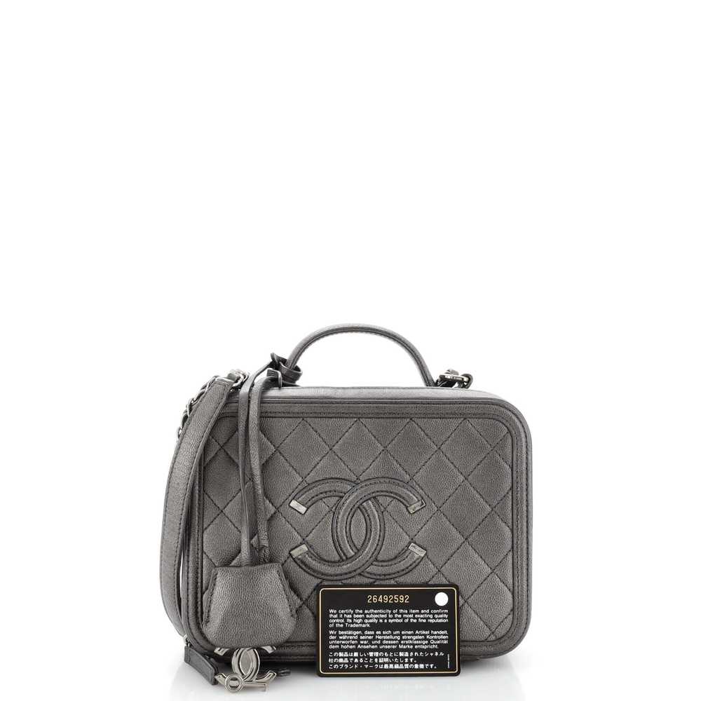 CHANEL Filigree Vanity Case Quilted Metallic Cavi… - image 2