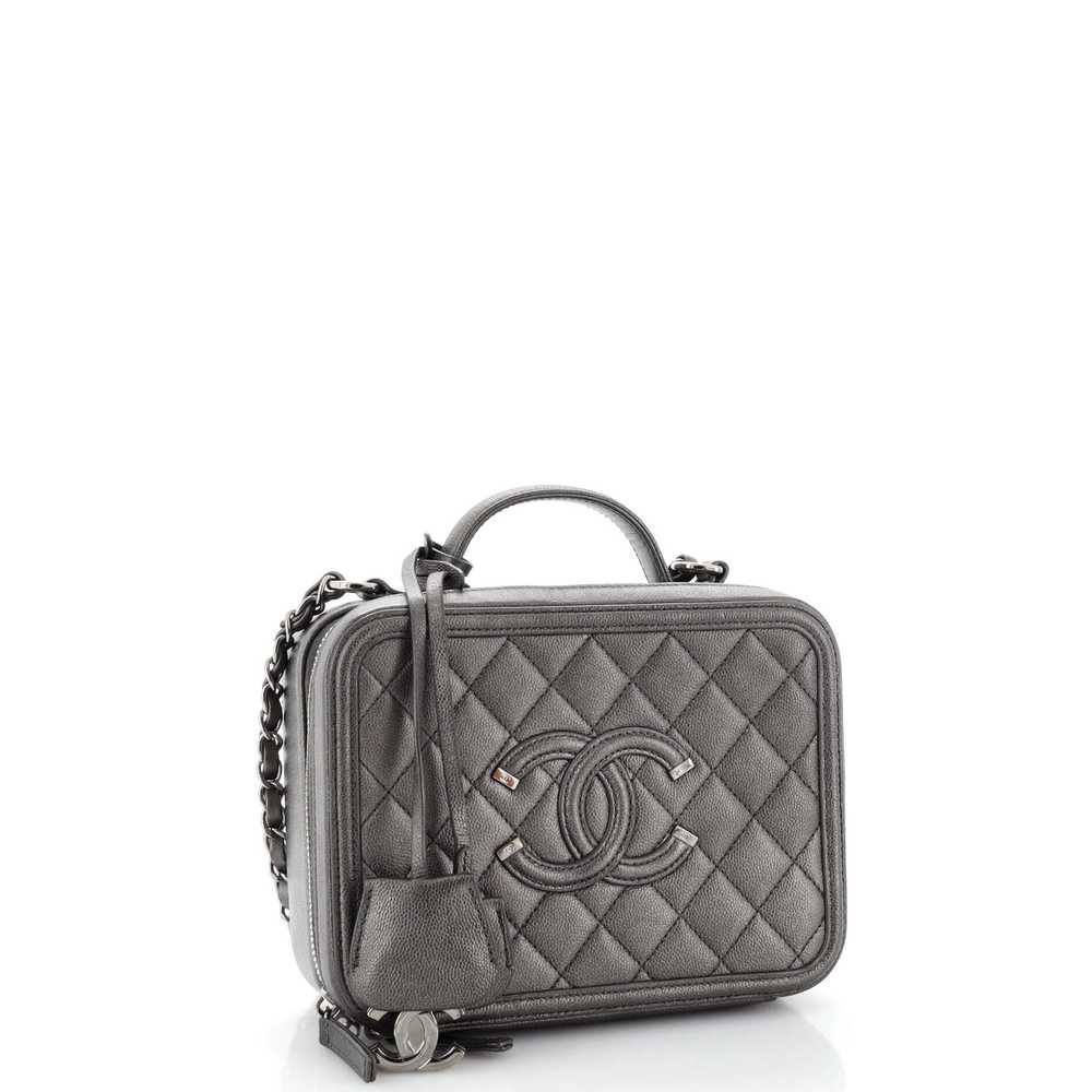 CHANEL Filigree Vanity Case Quilted Metallic Cavi… - image 3