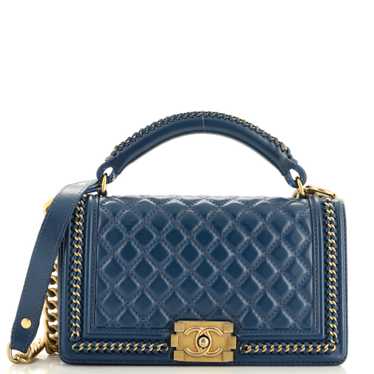 CHANEL Chain Handle Boy Flap Bag Quilted Calfskin… - image 1