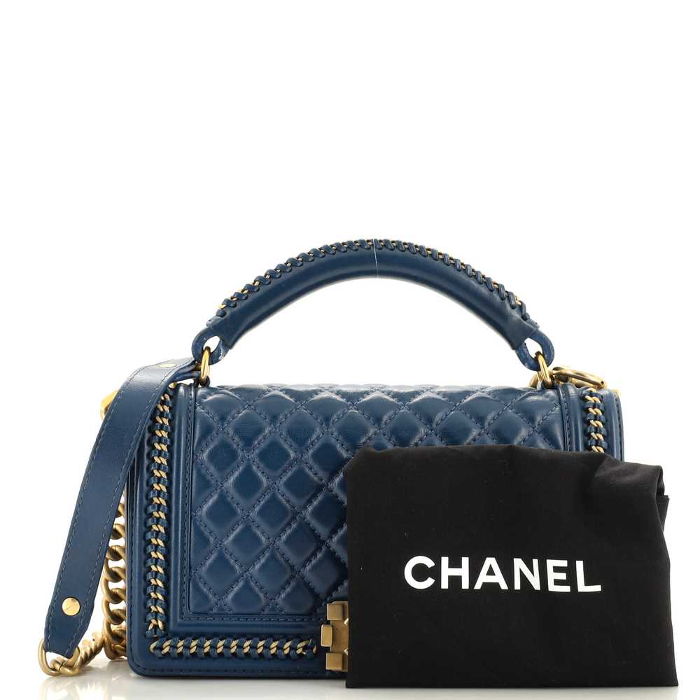 CHANEL Chain Handle Boy Flap Bag Quilted Calfskin… - image 2