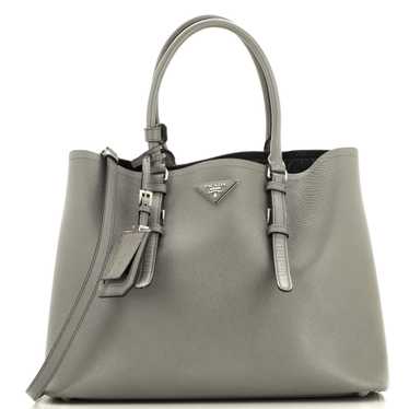 PRADA Belted Strap Cuir Double Tote Saffiano Leath