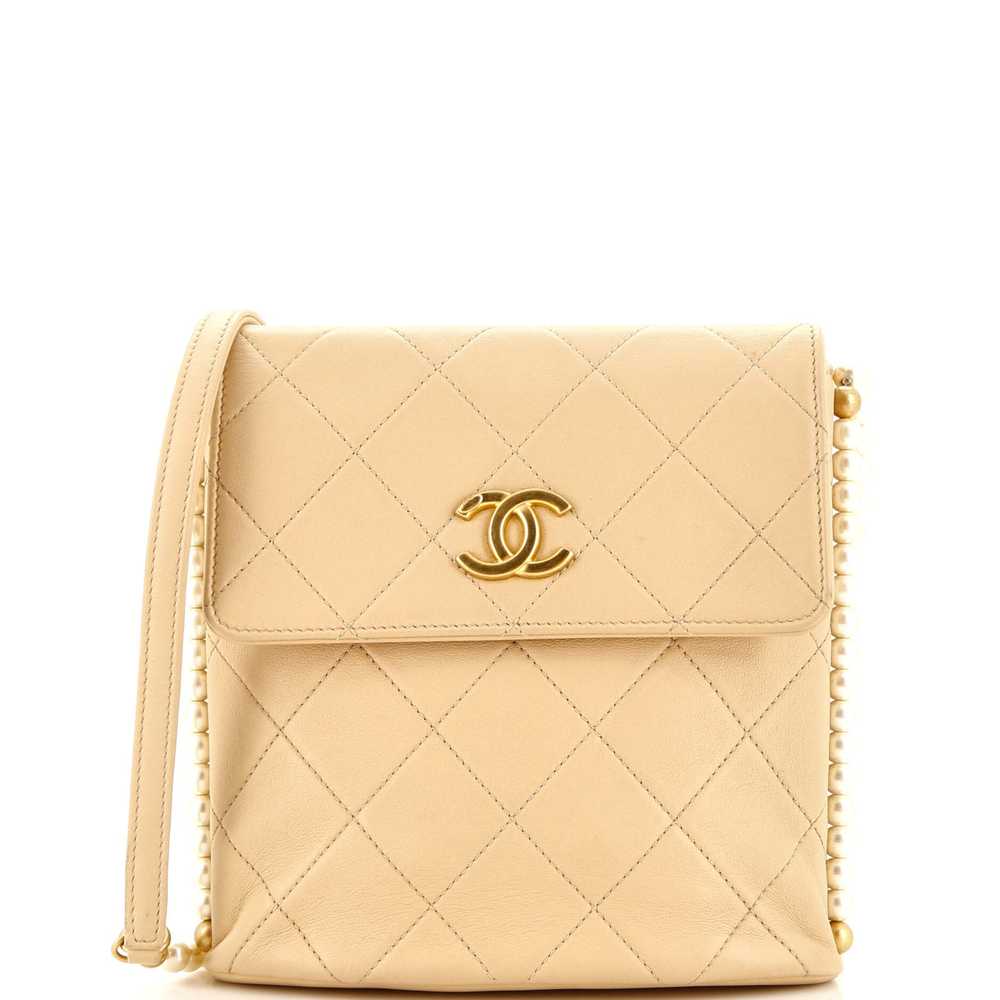 CHANEL About Pearls Flap Hobo Quilted Calfskin Sm… - image 1