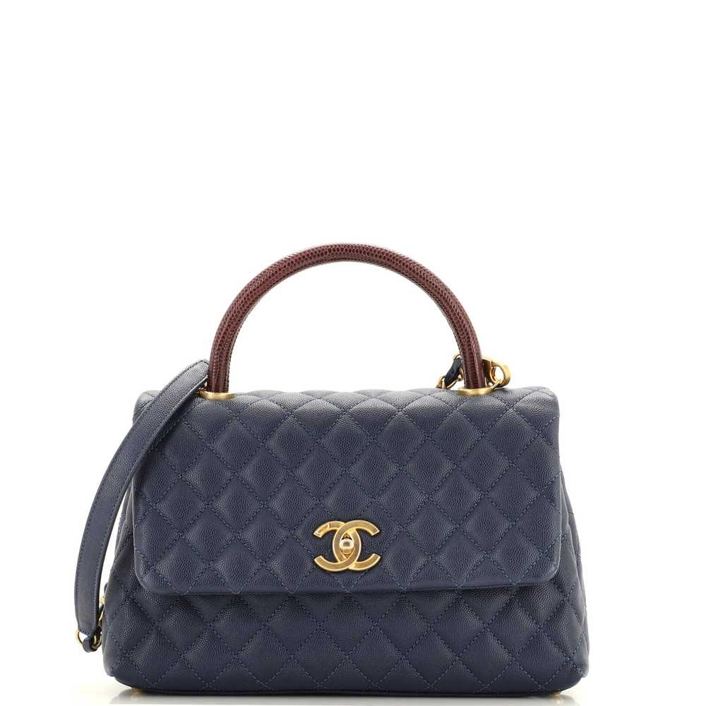 CHANEL Coco Top Handle Bag Quilted Caviar with Li… - image 1