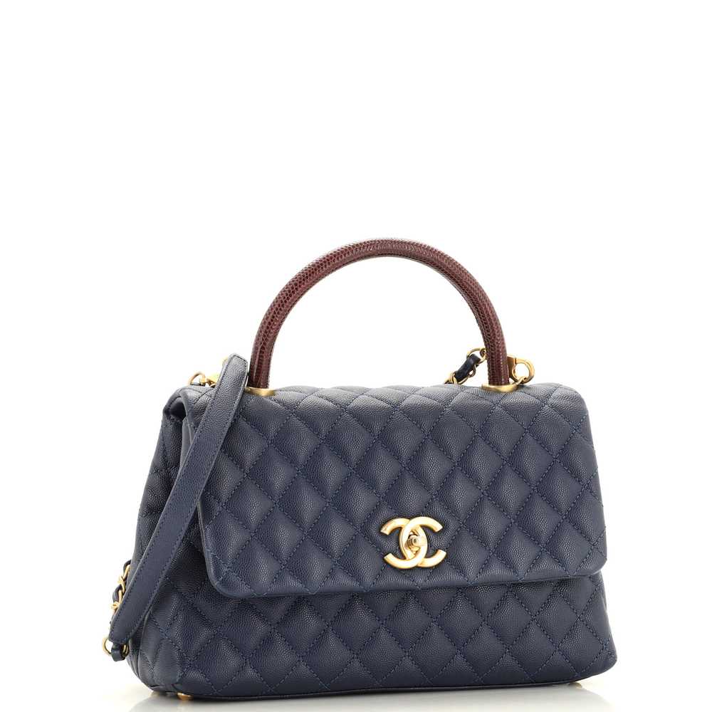 CHANEL Coco Top Handle Bag Quilted Caviar with Li… - image 2