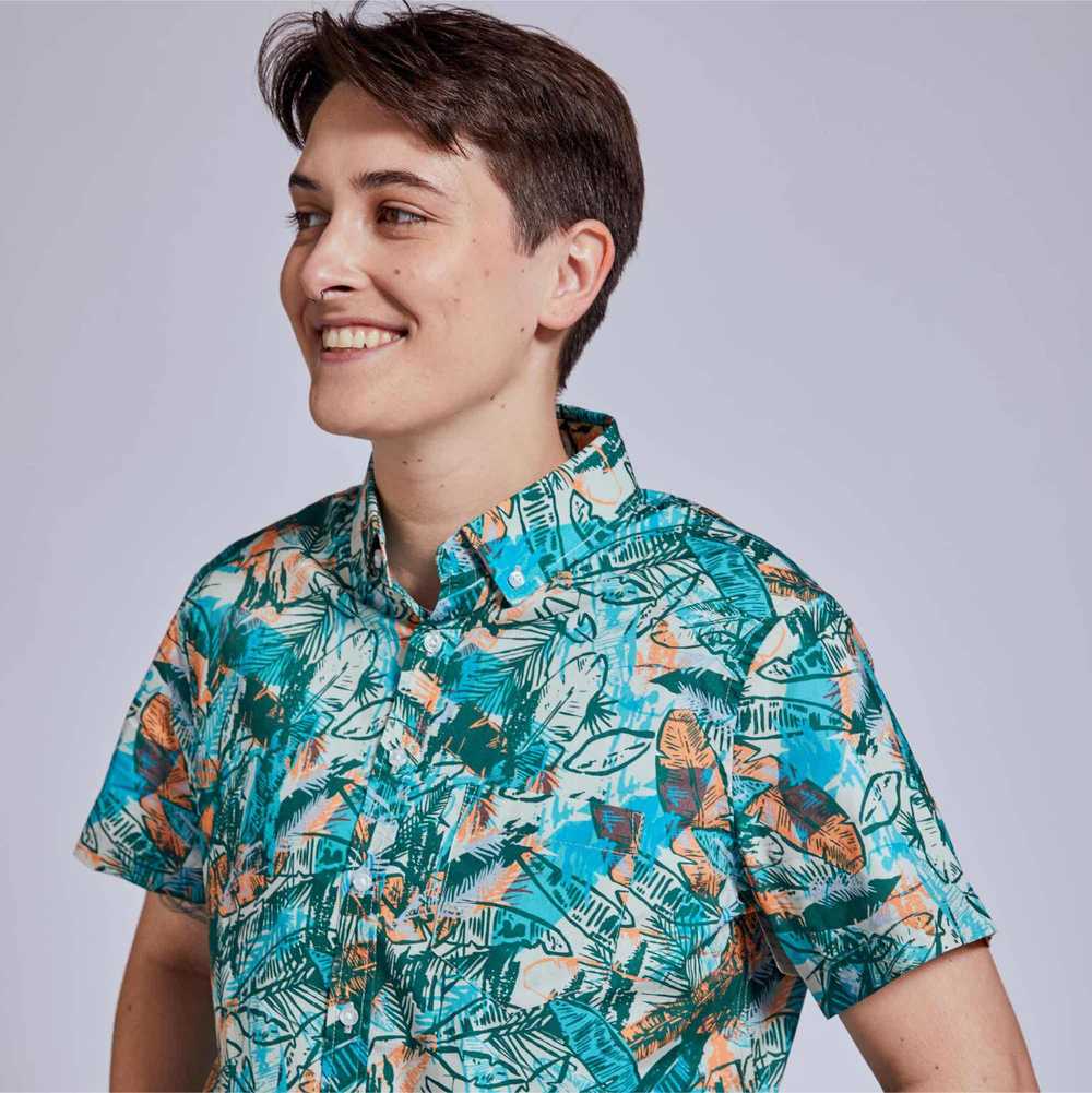 Kirrin Finch The Ray Teal Frond Short Sleeve Shirt - image 2