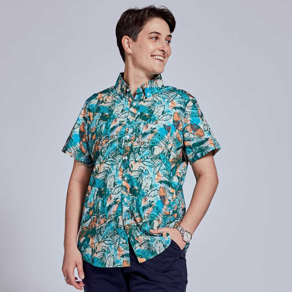 Kirrin Finch The Ray Teal Frond Short Sleeve Shirt - image 3