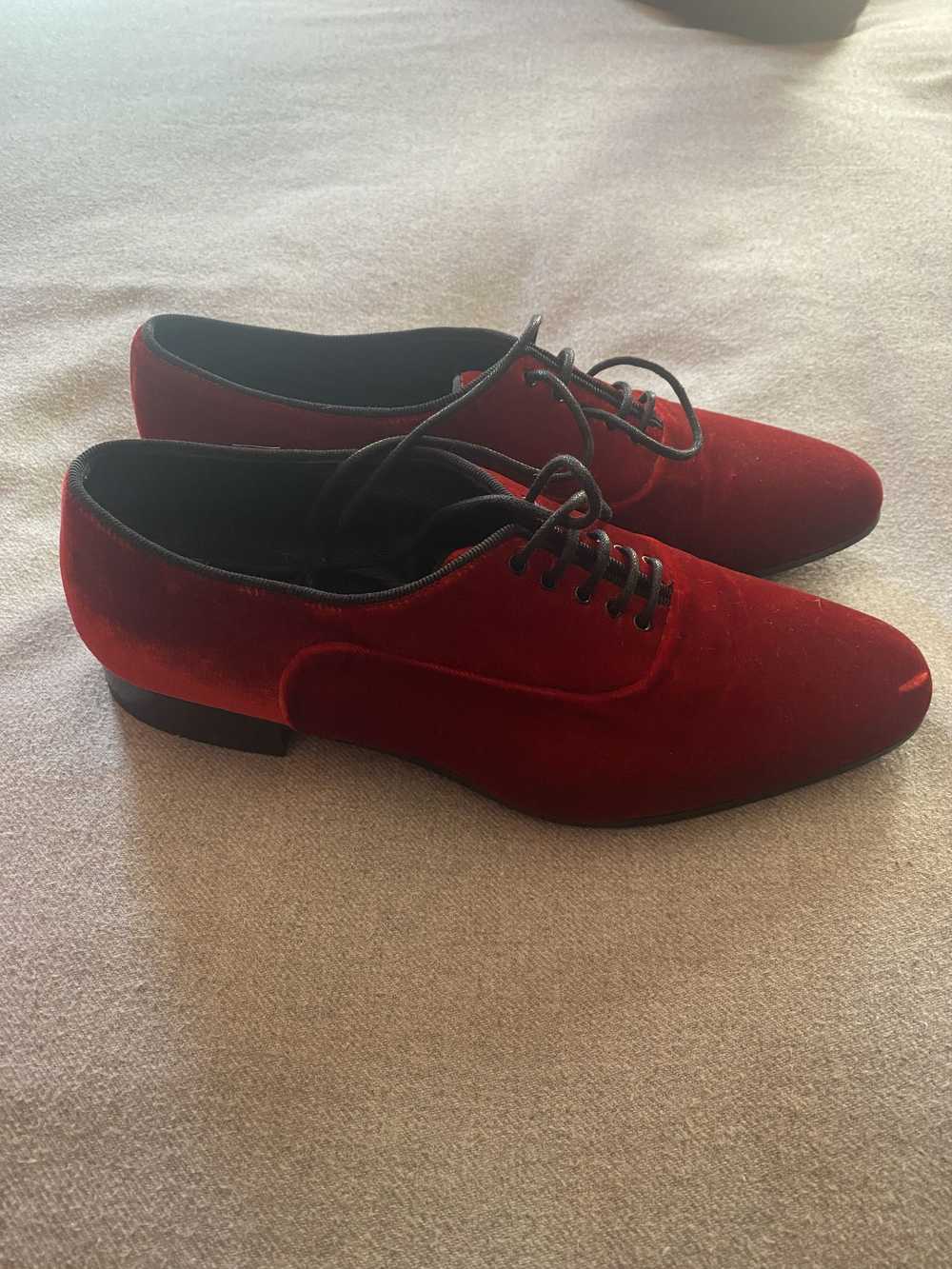 Saint Laurent Paris Red/Burgundy Velvet Lace-up F… - image 4