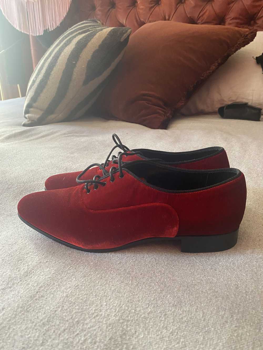 Saint Laurent Paris Red/Burgundy Velvet Lace-up F… - image 6