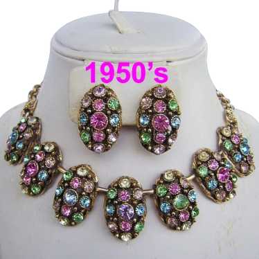 1950's BOLD & BEAUTIFUL Pastel Rhinestones DESIGN… - image 1