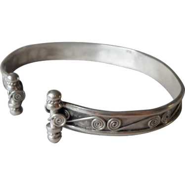 Bali Sterling Silver Open Cuff Bracelet Narrow Scr