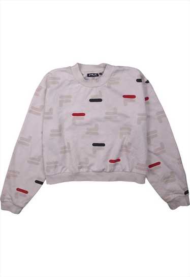 Vintage 90's Fila Sweatshirt Crop Crew Neck Beige - image 1