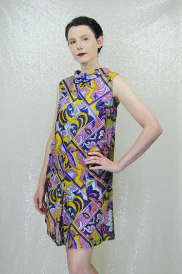 UNIQUE 1960s vintage Loll Ease Purple Chartreuse … - image 1