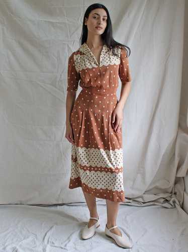 30s Cotton Polka Dot Dress