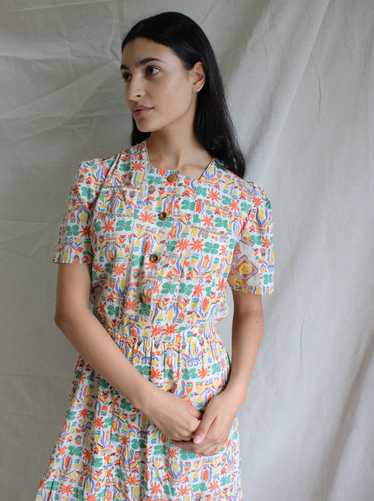 30s Patchwork Novelty Print Dress