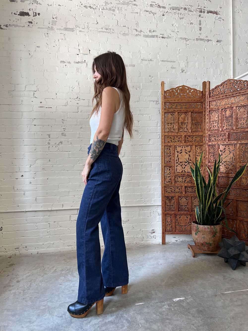 70s Wide Leg Jeans, Size 10 - image 3