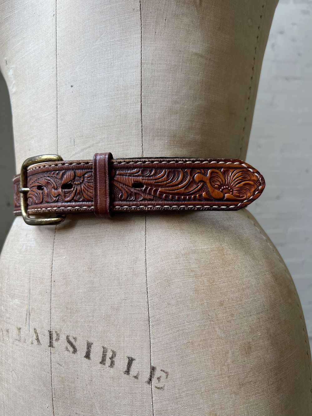 Tony Lama “Shelly” Tooled Leather Belt, Size 31 - image 6