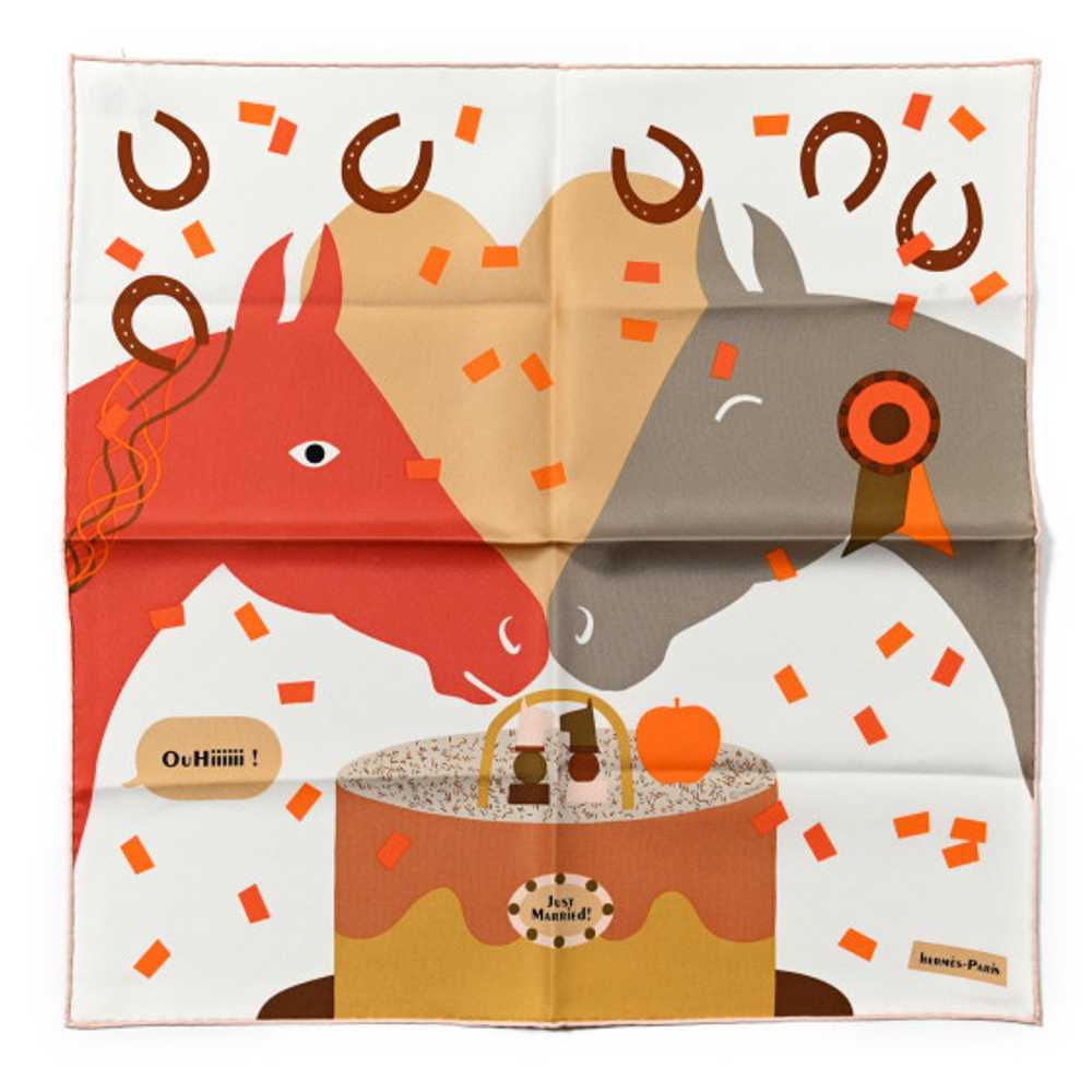 HERMES Silk Gavroche Just Married Scarf 45 White … - image 1