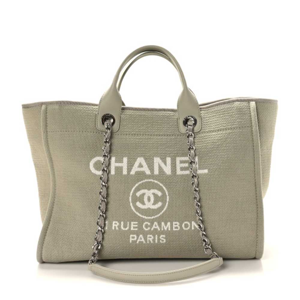 CHANEL Mixed Fibers Medium Deauville Tote Grey - image 1