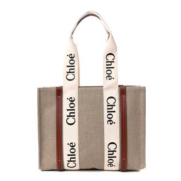 CHLOE Cotton Calfskin Medium Woody Ribbon Tote Wh… - image 1