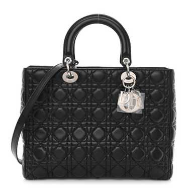 CHRISTIAN DIOR Lambskin Cannage Large Lady Dior B… - image 1