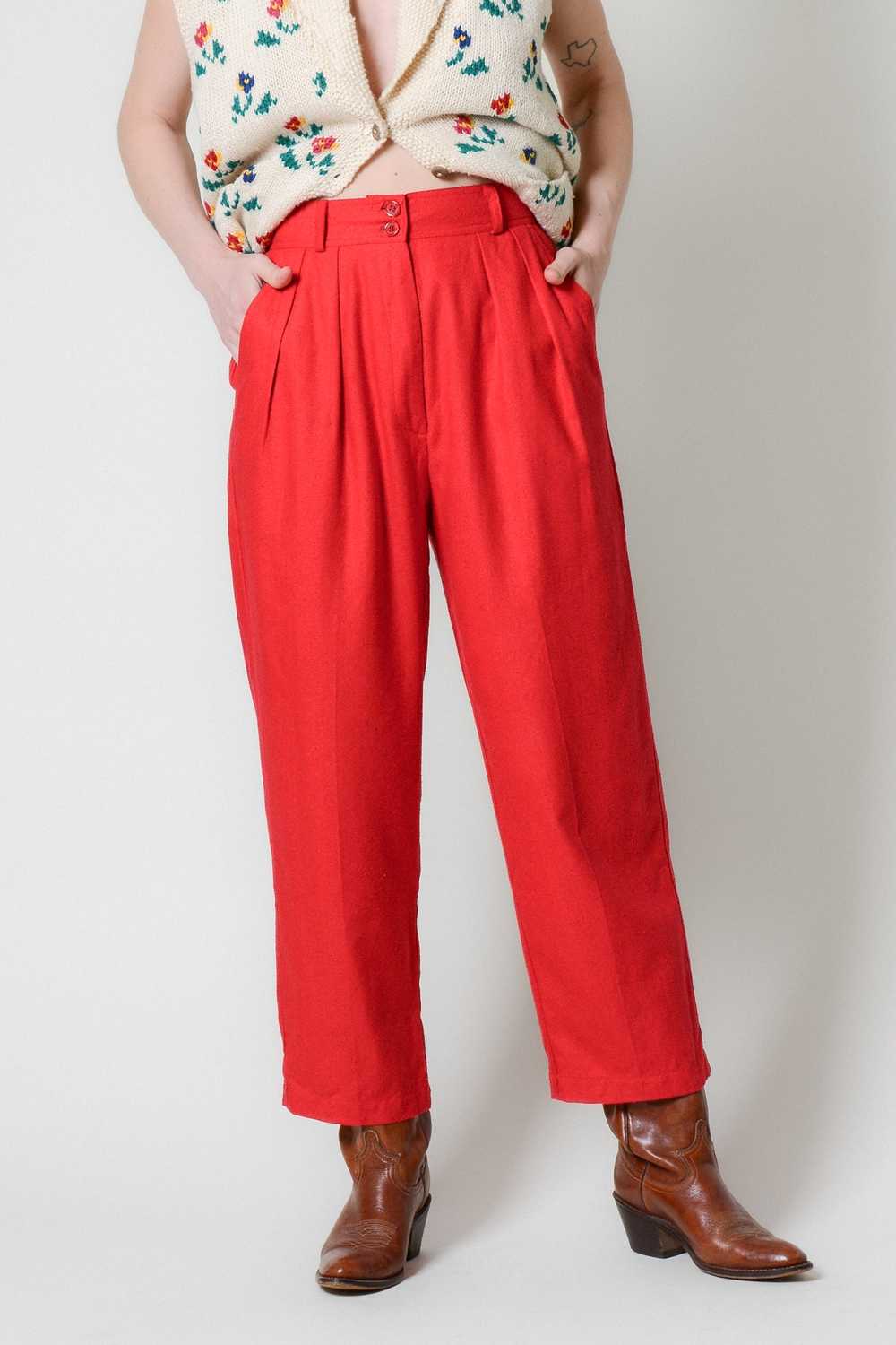 Scarlet Raw Silk Pleated Pants ~ 26W - image 1