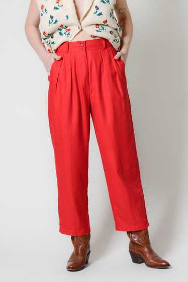 Scarlet Raw Silk Pleated Pants ~ 26W - image 1