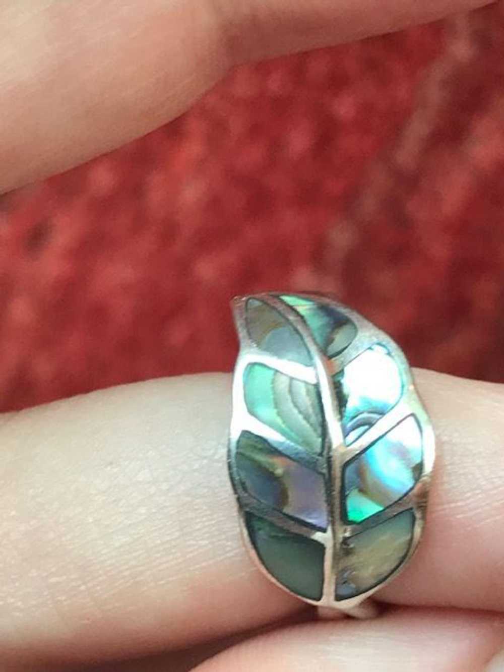 Unknown Silver Leaf abalone sterling silver ring … - image 3