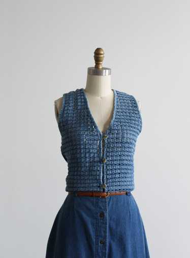 lattice denim vest