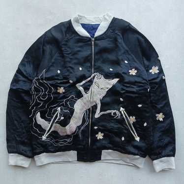 Vintage Defective Struct Dragon Zipper Sweatshirt Sukajan outlet Souvenir Jacket