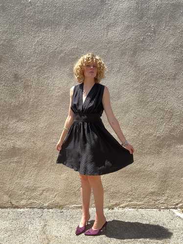 Vintage Balenciaga Black Polka Dot Silk Dress - image 1