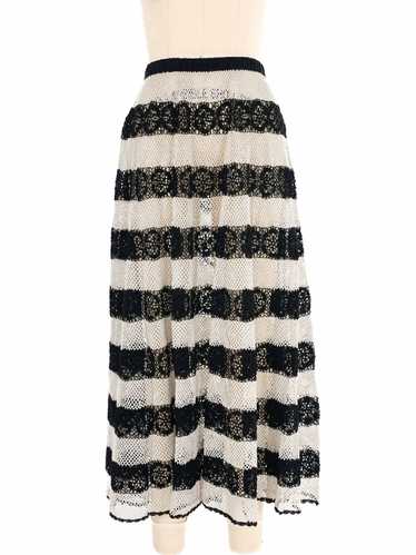 Black And Gray Striped Crochet Maxi Skirt - image 1