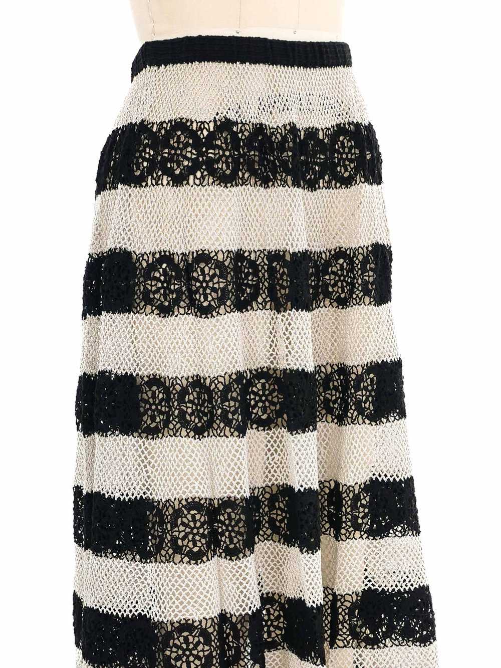 Black And Gray Striped Crochet Maxi Skirt - image 2