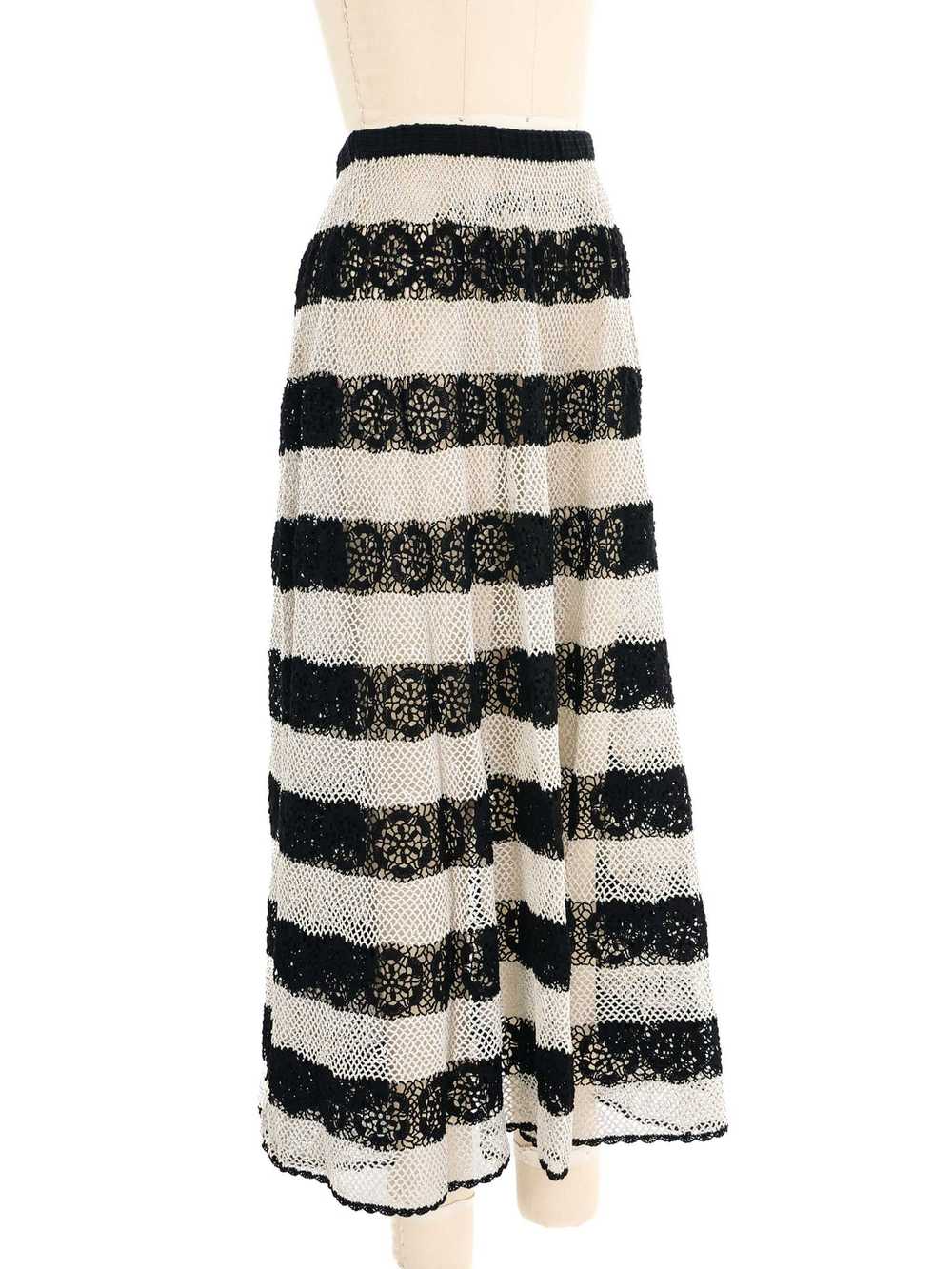 Black And Gray Striped Crochet Maxi Skirt - image 3