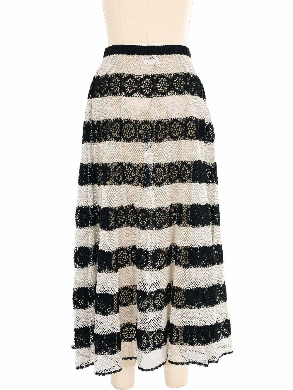 Black And Gray Striped Crochet Maxi Skirt - image 4