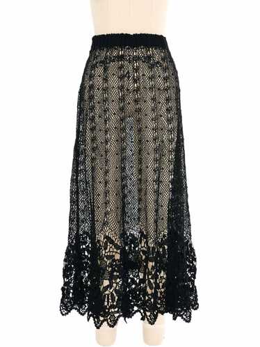 Black Crochet Midi Skirt