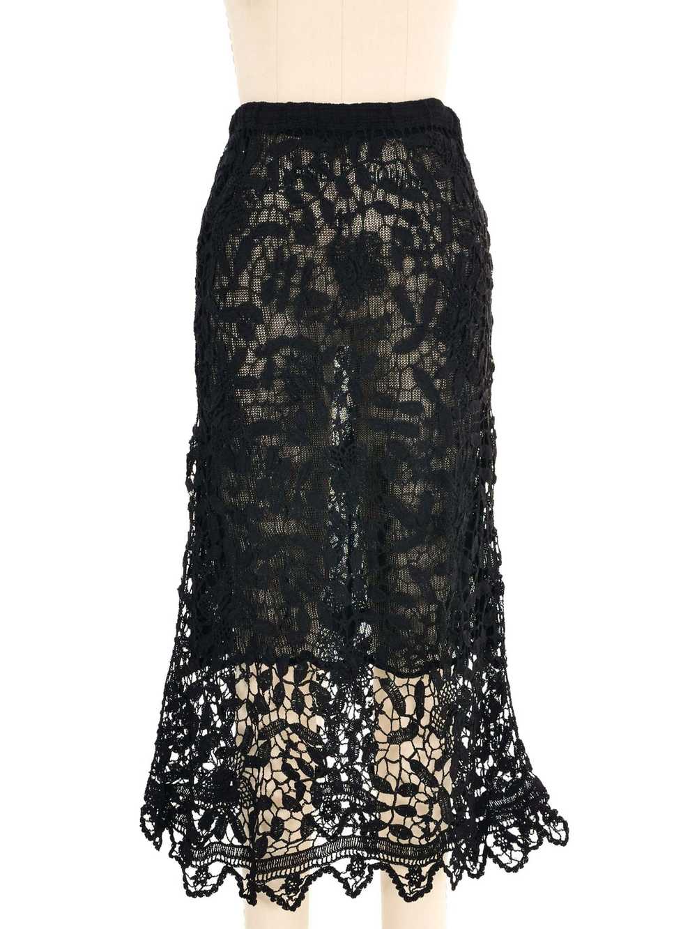 Black Floral Crochet Skirt - image 1