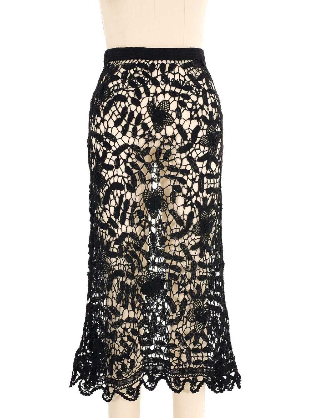 Black Floral Crochet Skirt - image 2