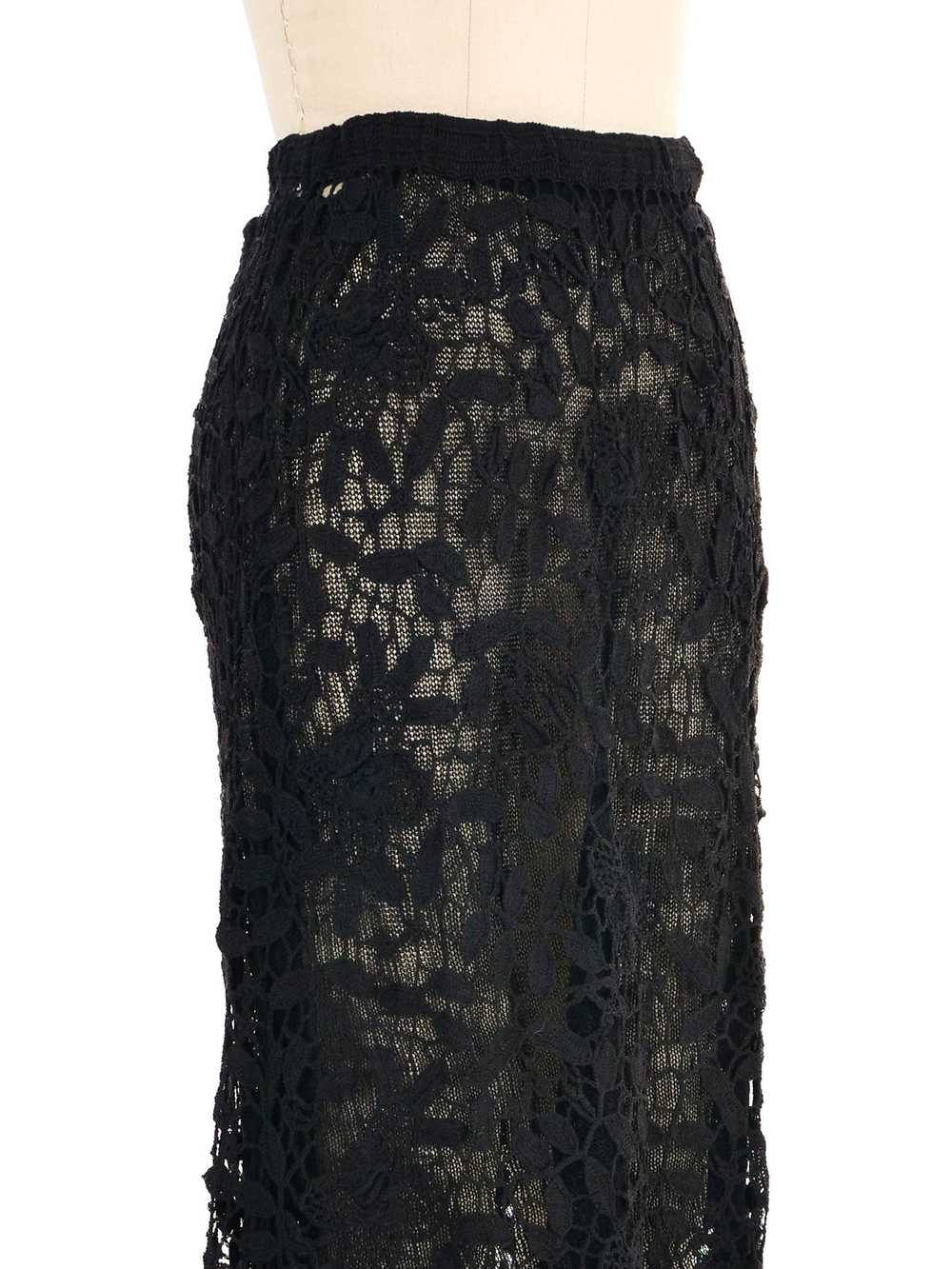 Black Floral Crochet Skirt - image 3