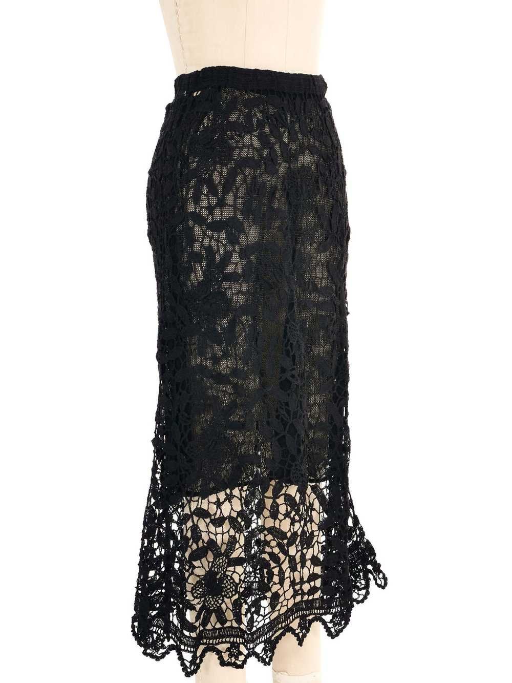 Black Floral Crochet Skirt - image 4