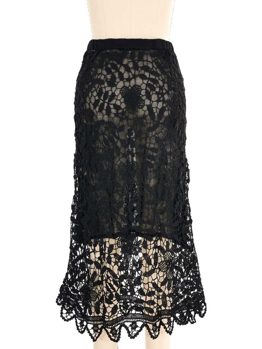 Black Floral Crochet Skirt - image 5