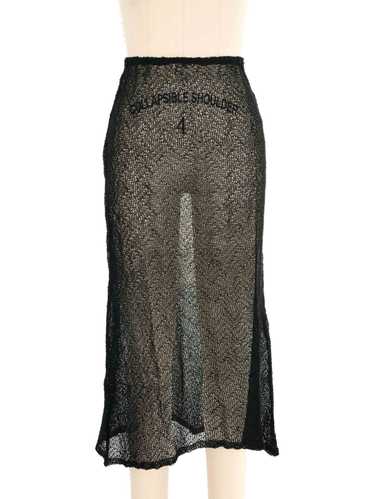 Black Mesh Knit Midi Skirt