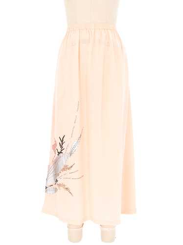 Blush Embellished Silk Midi Skirt